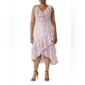 Floral Asymmetric Midi Dress Plus Size